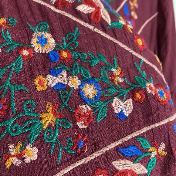 Alter’d State Burgundy Bell Sleeve Floral Dress / Tunic  Size Medium - Picture 10 of 13